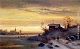 Figures in a Winter Landscape by Anton Doll
